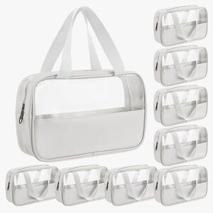 Set of 9 Clear/White Toiletry Bags